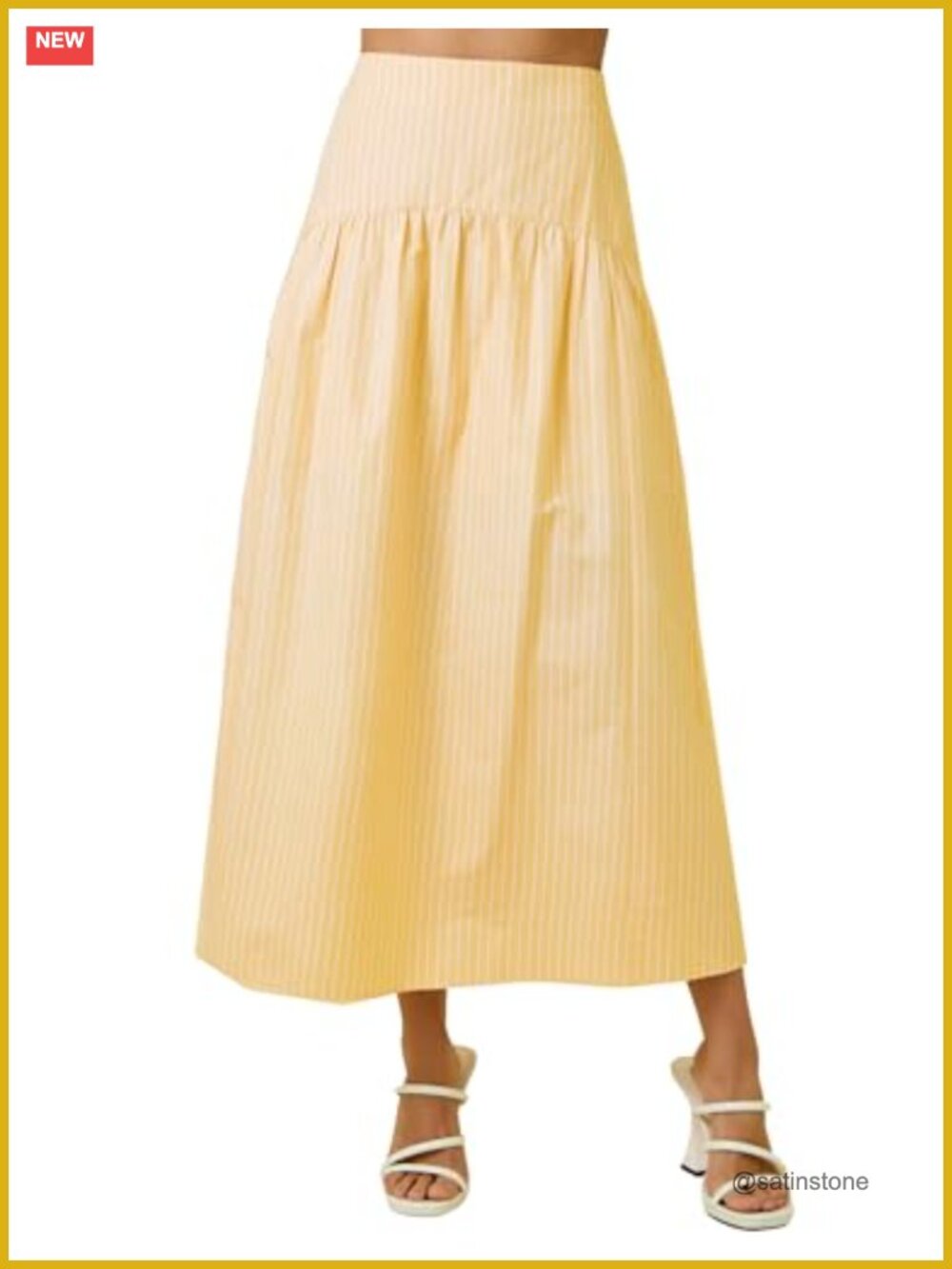 Striped Flared Maxi Skirt Smocked High Back Waist Summer Vacation Beach Outfit
